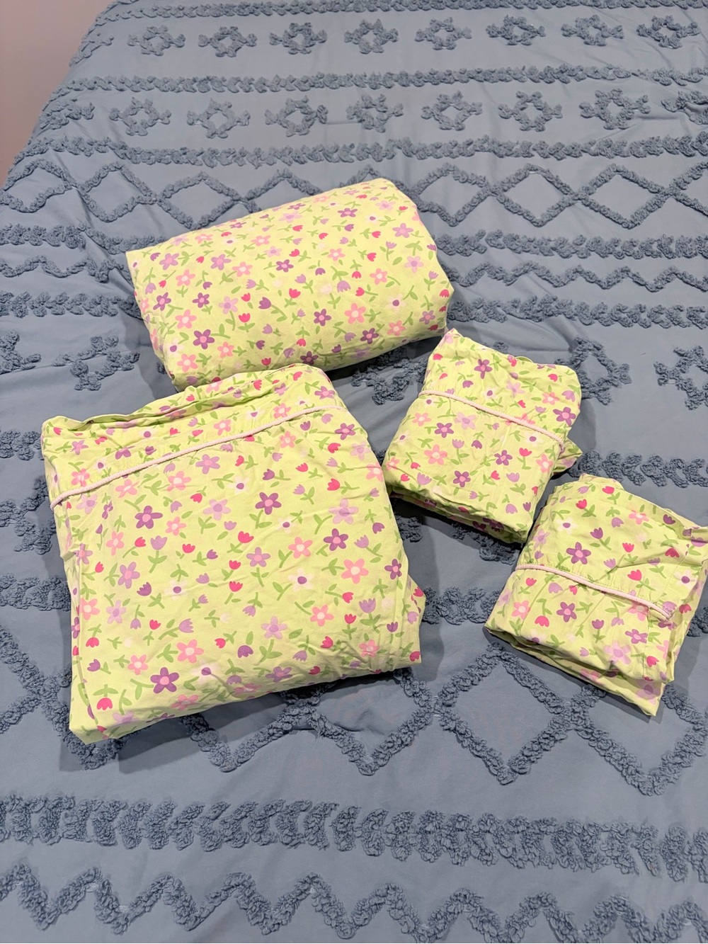 Target Yellow Floral Cotton Sheet Set with Pink & Purple Flowers- Full Size